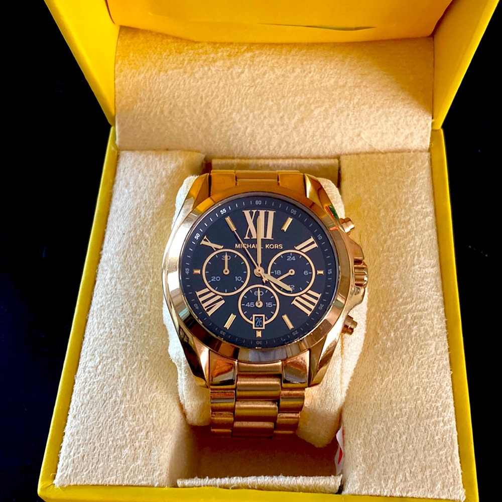 Michael Kors Gold Boyfriend Watch with Black Face
